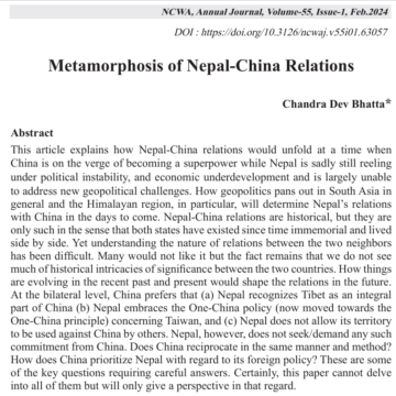 Metamorphosis of Nepal-China Relations