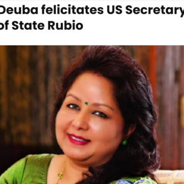 Foreign Minister Deuba felicitates US Secretary of State Rubio