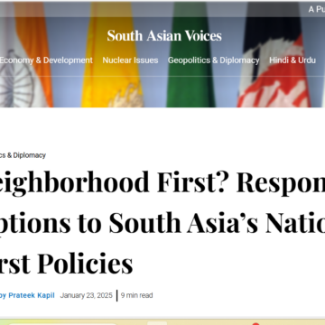 Neighborhood First Response Options to South Asia’s Nation First Policies Neighborhood First? Response Options to South Asia’s Nation First Policies