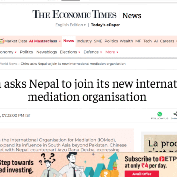 China asks Nepal to join its new international mediation organisation